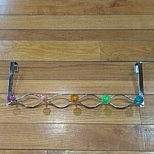 Silver Over The Door Hook with Colorful Crystal Accents.